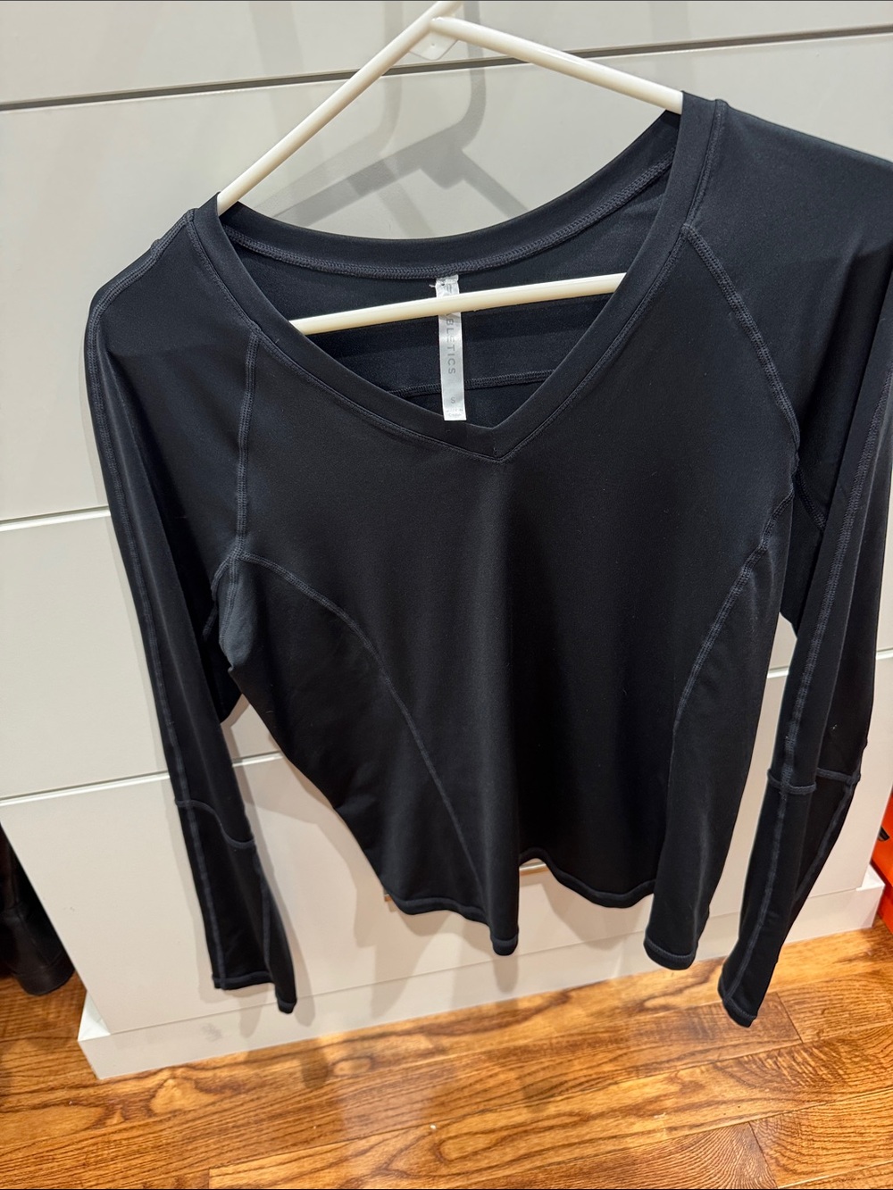 Fabletics Black V-Neck Long Sleeve Performance Top